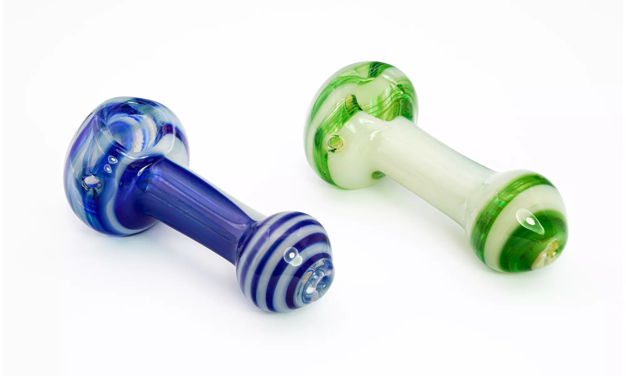 Hypnotic Multicolored Hand Blown Glass Hand Pipes - 2 Pack - Primary Image