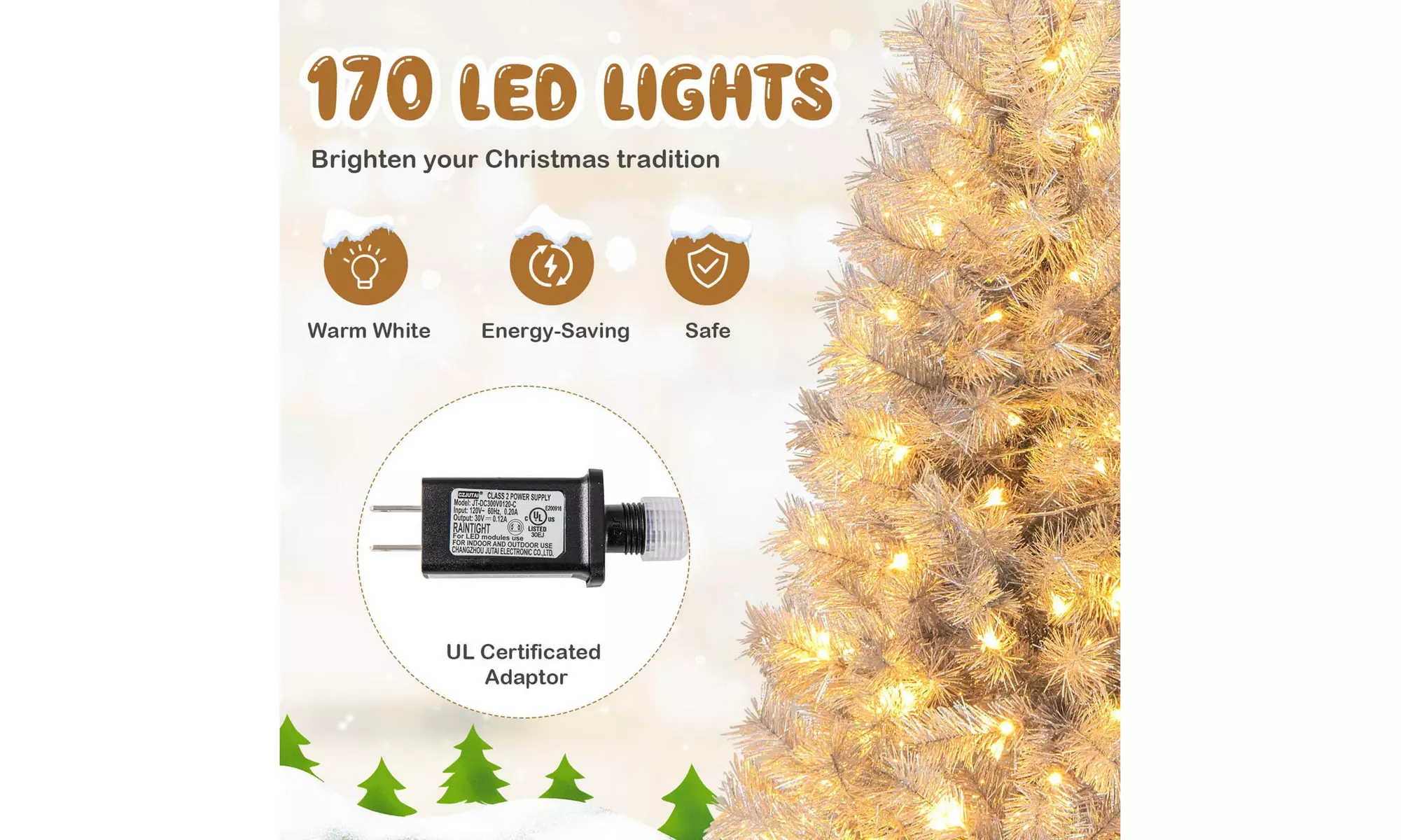 Costway 5/6/7 FT Christmas Tree Artificial Xmas Tree with Branch Tips LED Lights