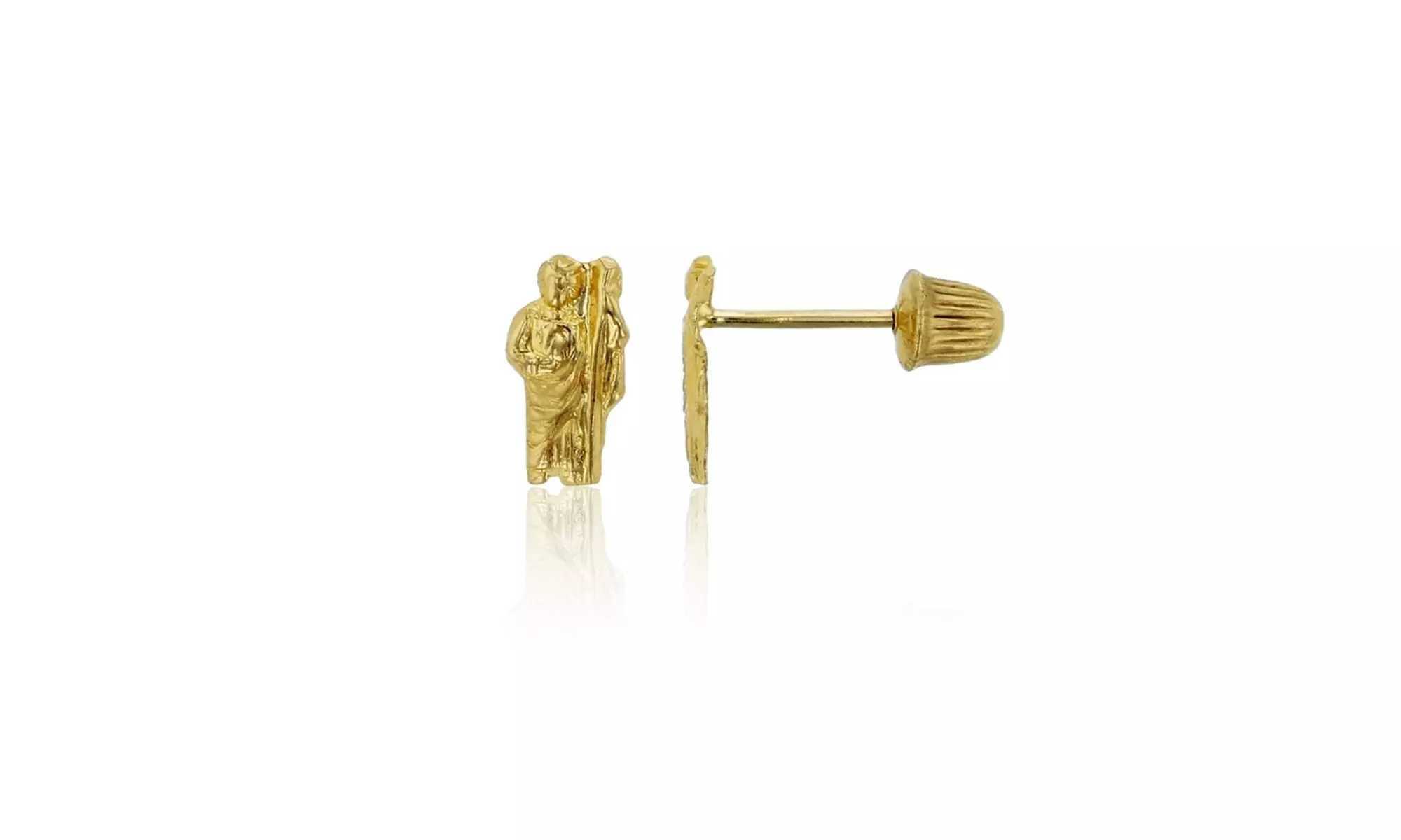 YGI FME4693Y 14K Yellow Gold Religious St. Jude Hat Screw Back Stud Earring - Primary Image