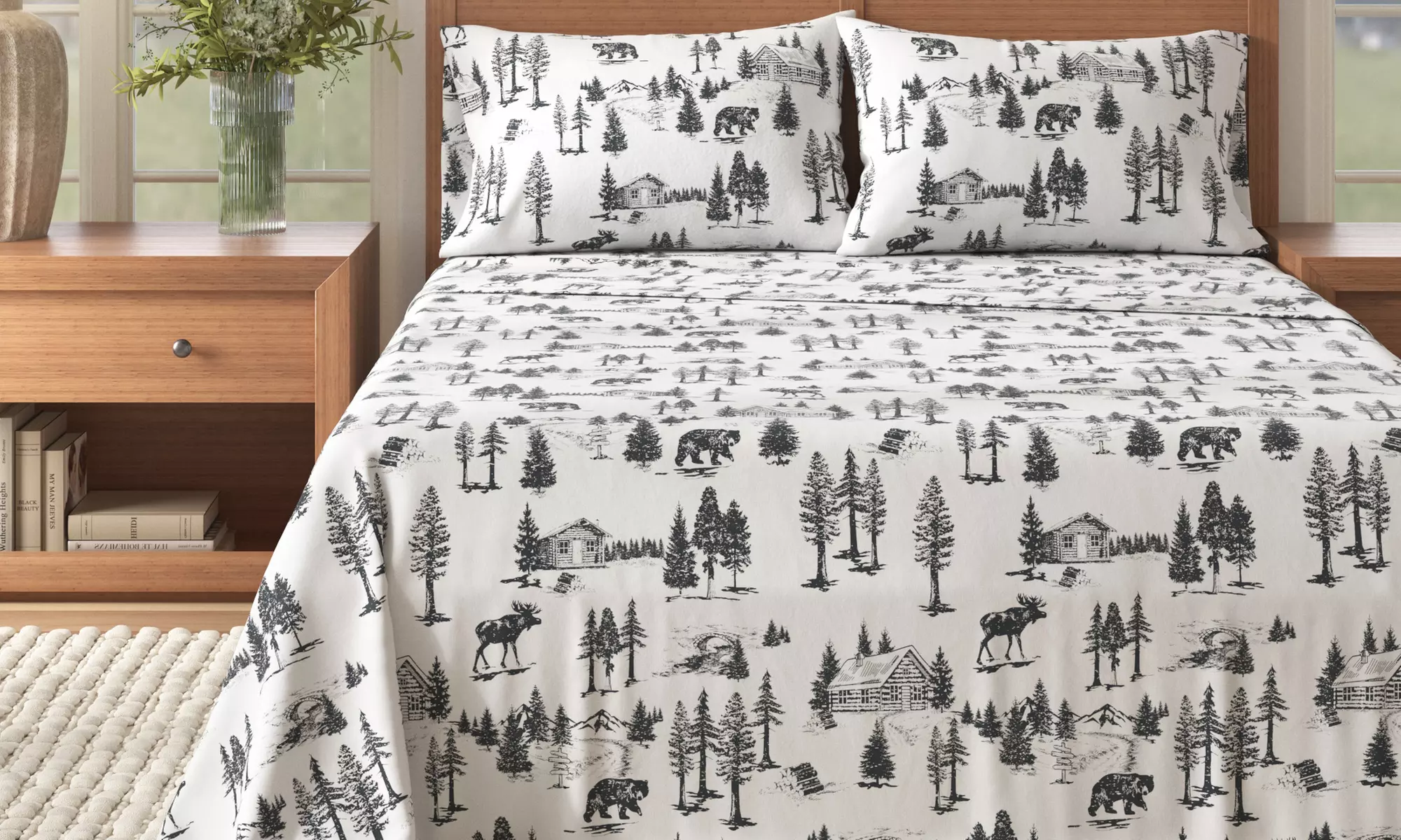 Nature Print Turkish Cotton Flannel Sheet Set