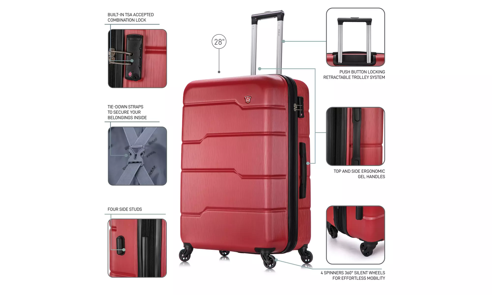 DUKAP Rodez Lightweight Hardside Spinner Luggage (multiple sizes)