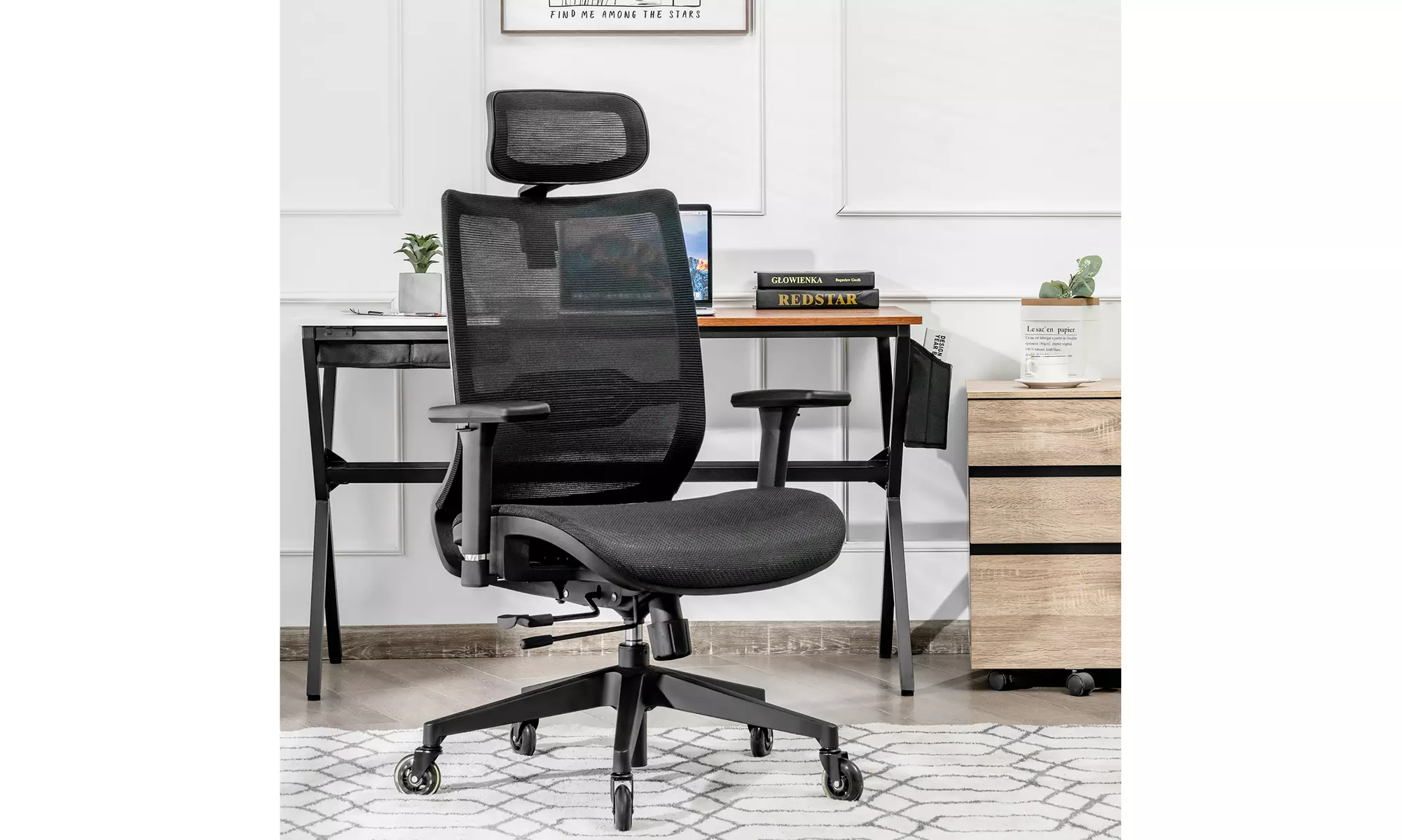 Costway Office Chair Adjustable Mesh Computer Chair Sliding Seat Lumbar Support - Primary Image