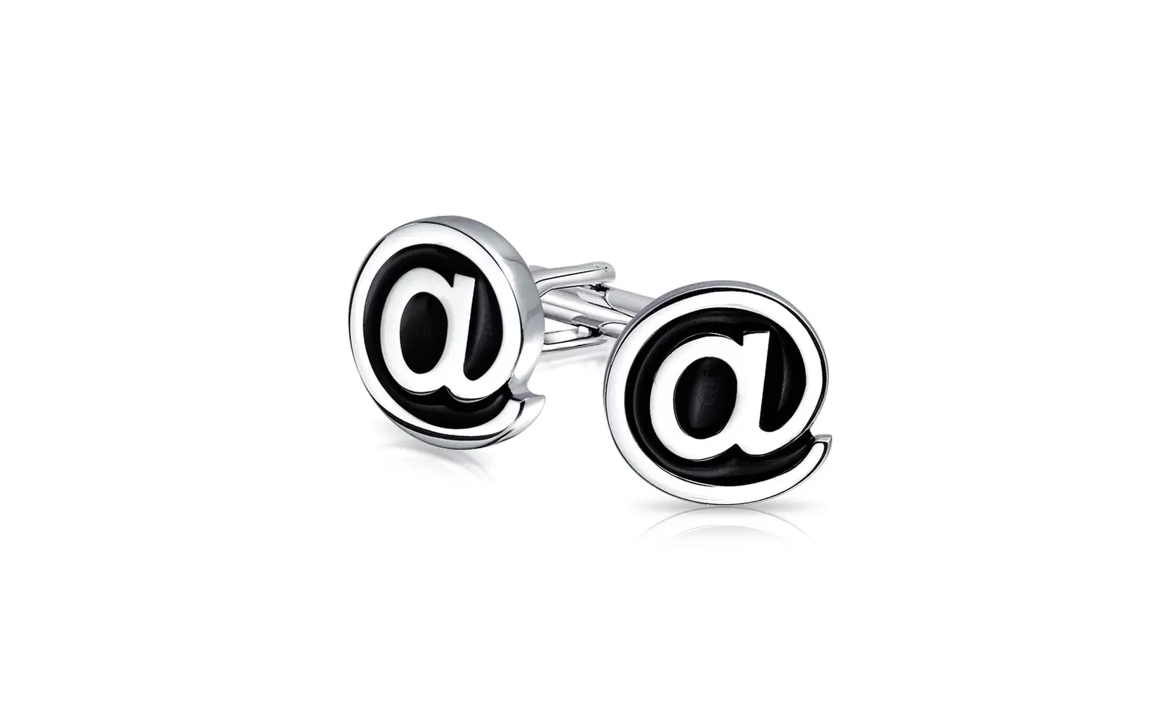 Computer Text Geek Symbol Black AT Cufflinks Stainless Steel - Primary Image