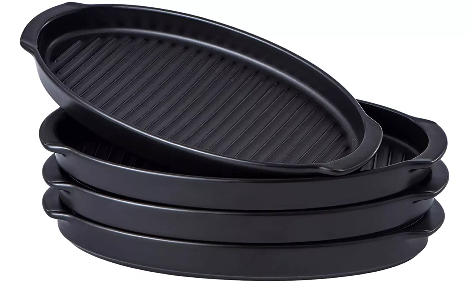 Bruntmor Set Of 4 Ceramic Baking Dish 10" Dinner Plates, Oval Dish - Primary Image