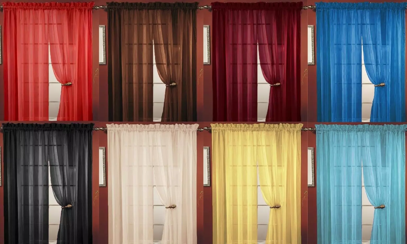 Lisa Sheer Curtains Voile Polyester Window Curtain Panel Grommet Top 55" X 84" 