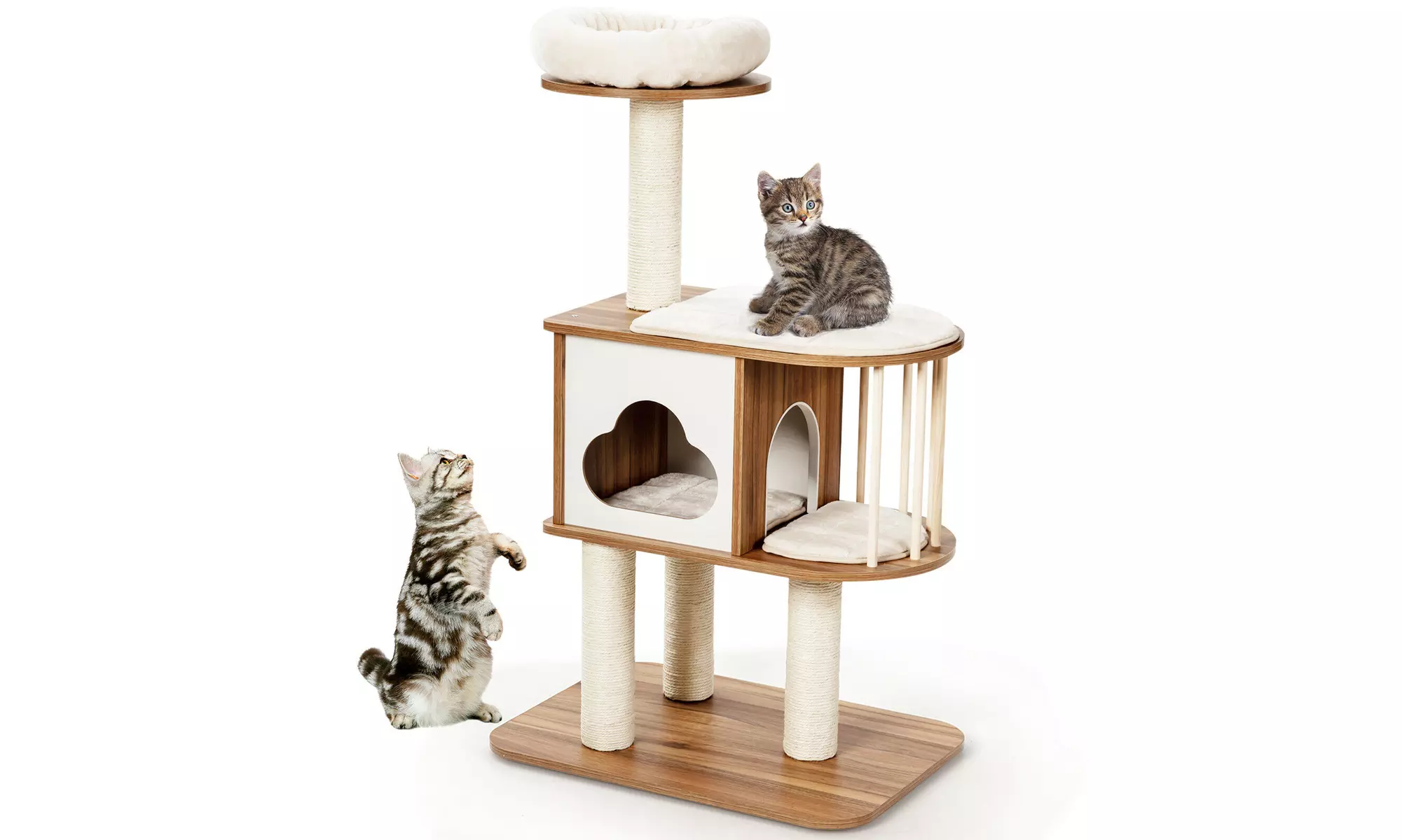Costway 46'' Modern Wooden Cat Tree with Platform & Washable Cushions - Primary Image
