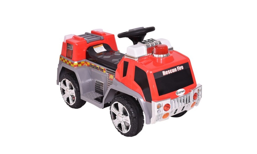 6V Kids Ride On Rescue Fire Truck Electric Battery Powered with Lights ...