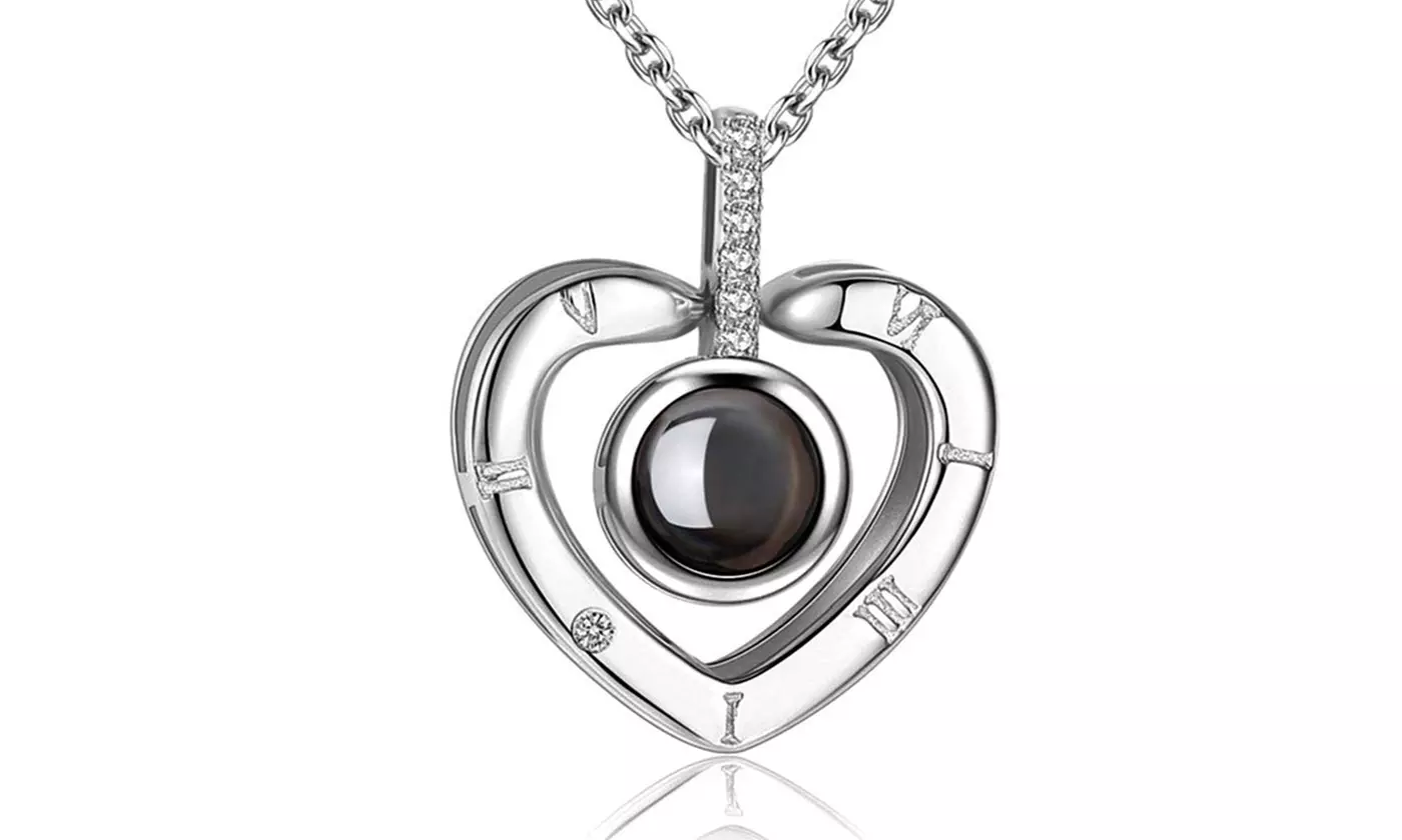Heart Shape 100 Languages I Love You Light Projection Pendant Necklace - Second Medium