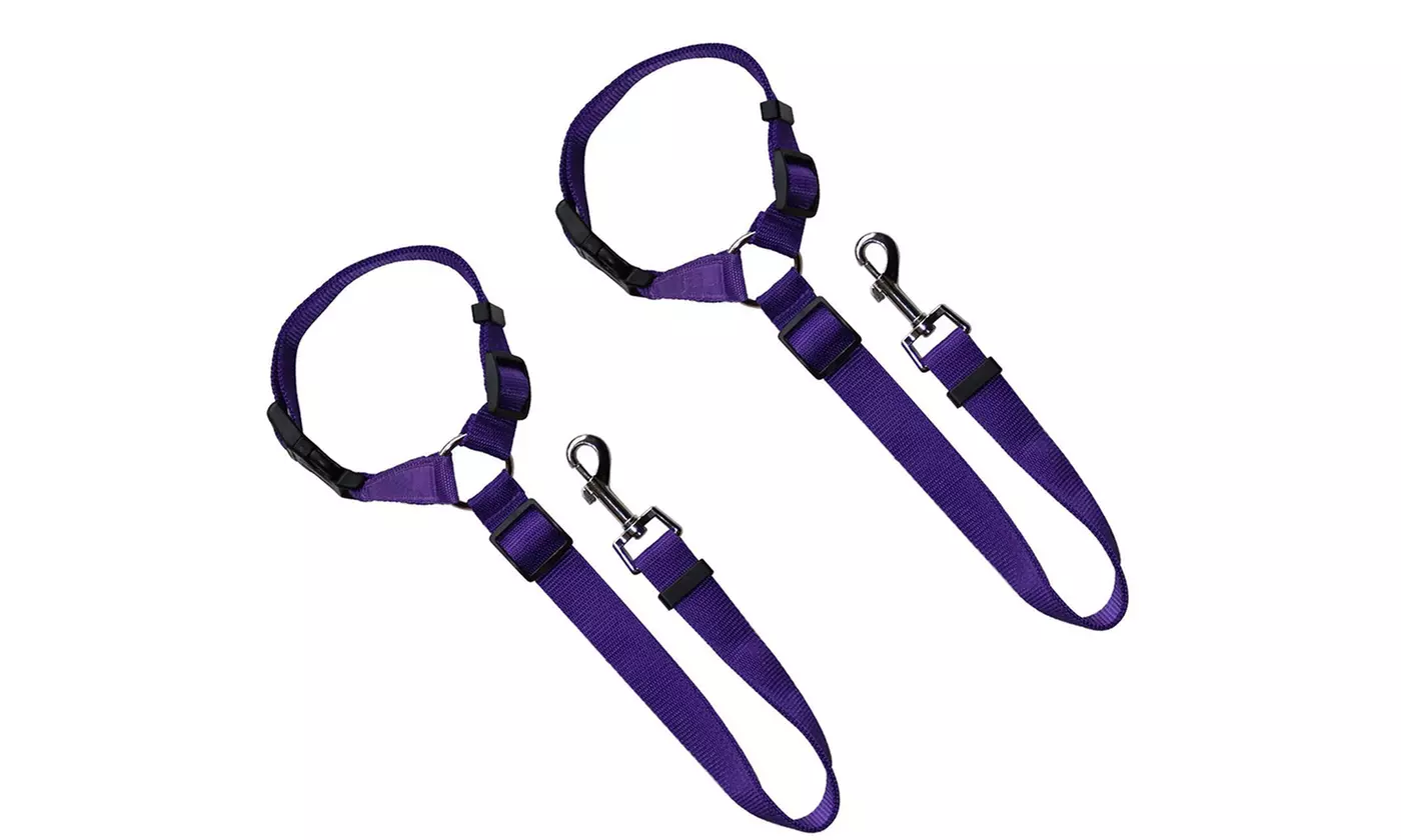 2-Pack Adjustable Pet Dog Cat Safety Leads Car Seat Belt Harness Seatbelt
