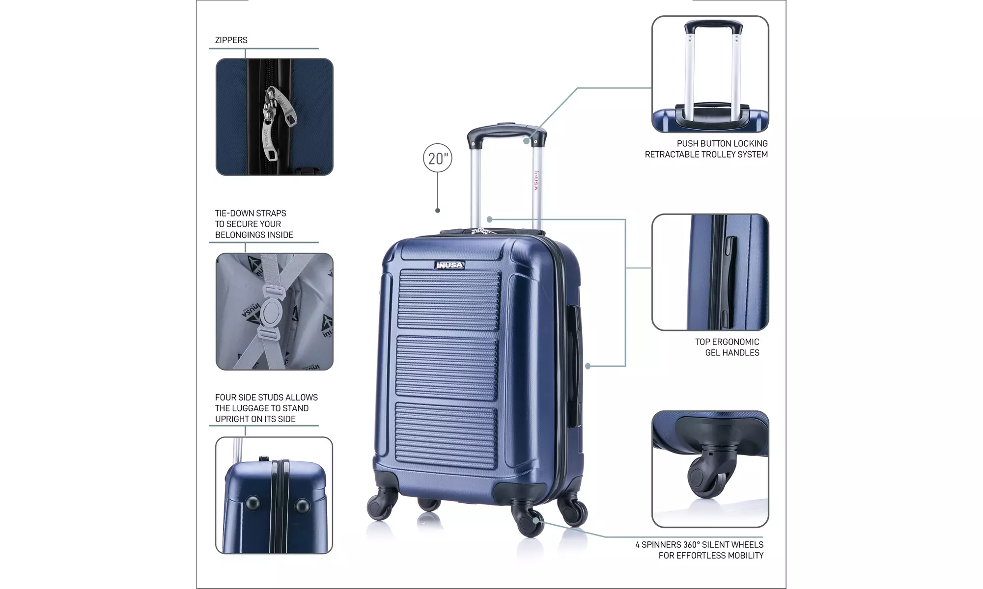 InUSA Pilot Lightweight Hardside Spinner Luggage