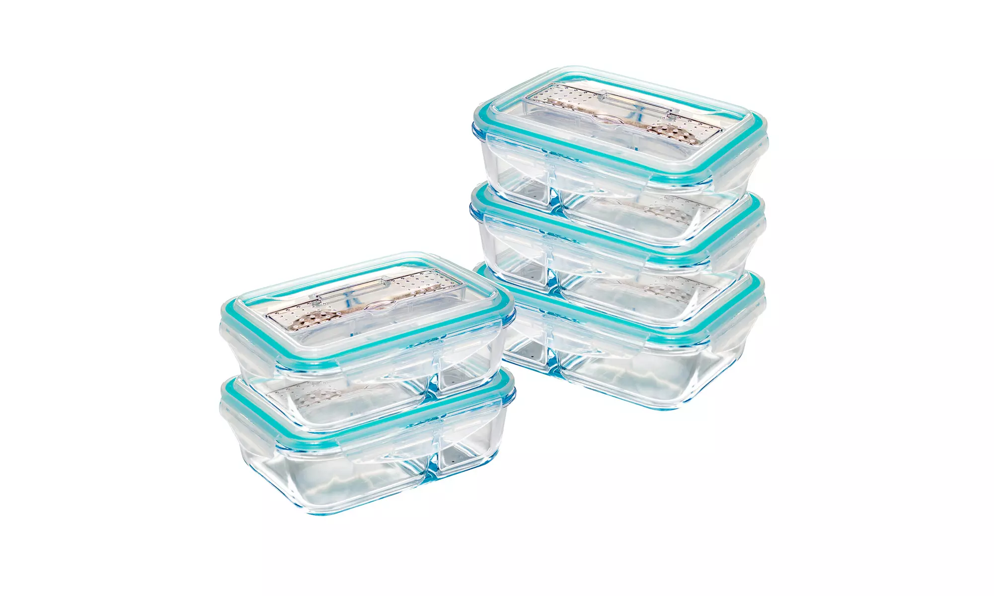 Borosilicate Glass Meal Prep Containers with Snap Locking Lids (1-3or 5 Pack)