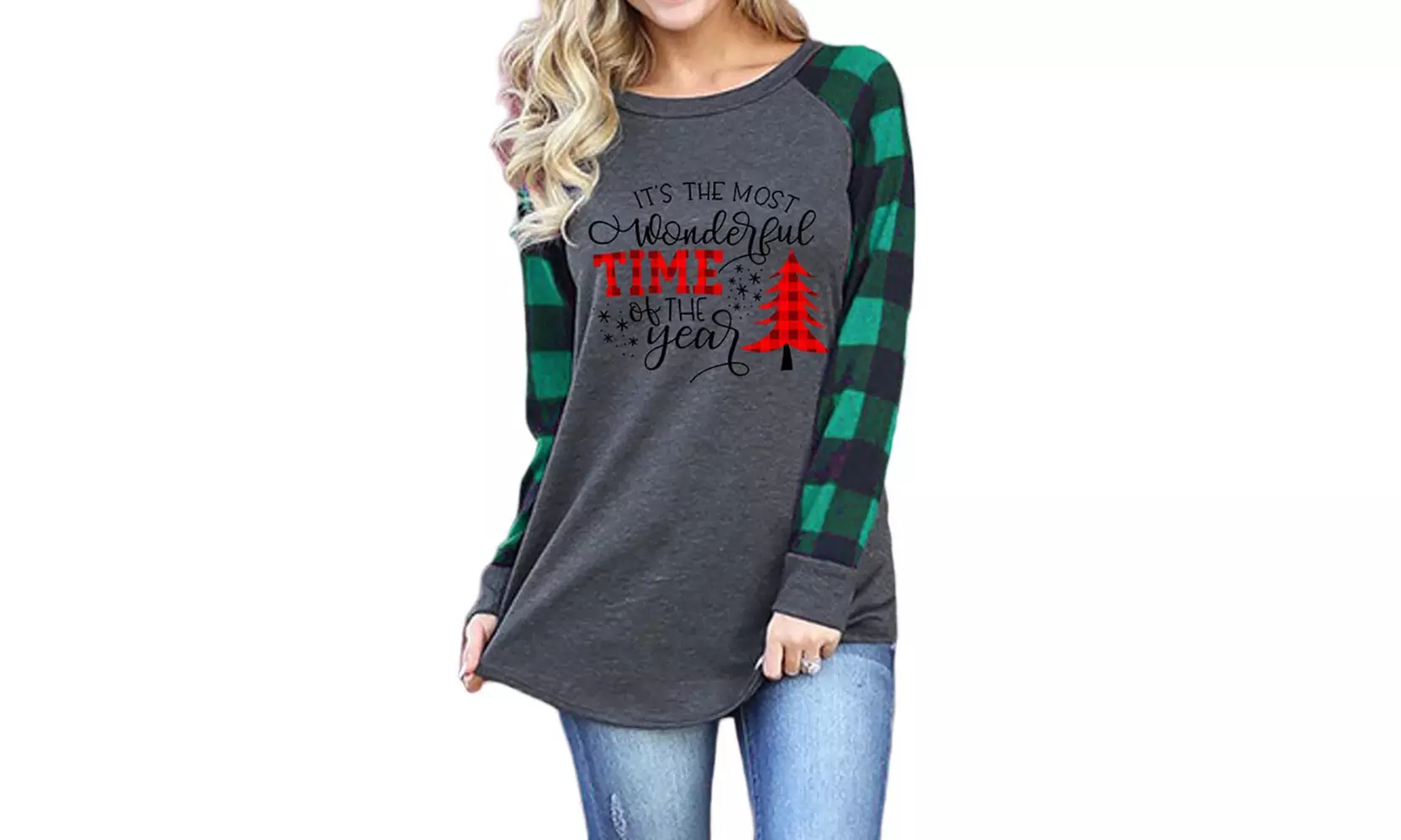 Women's Cute Christmas Plaid Tunic also in Plus Size