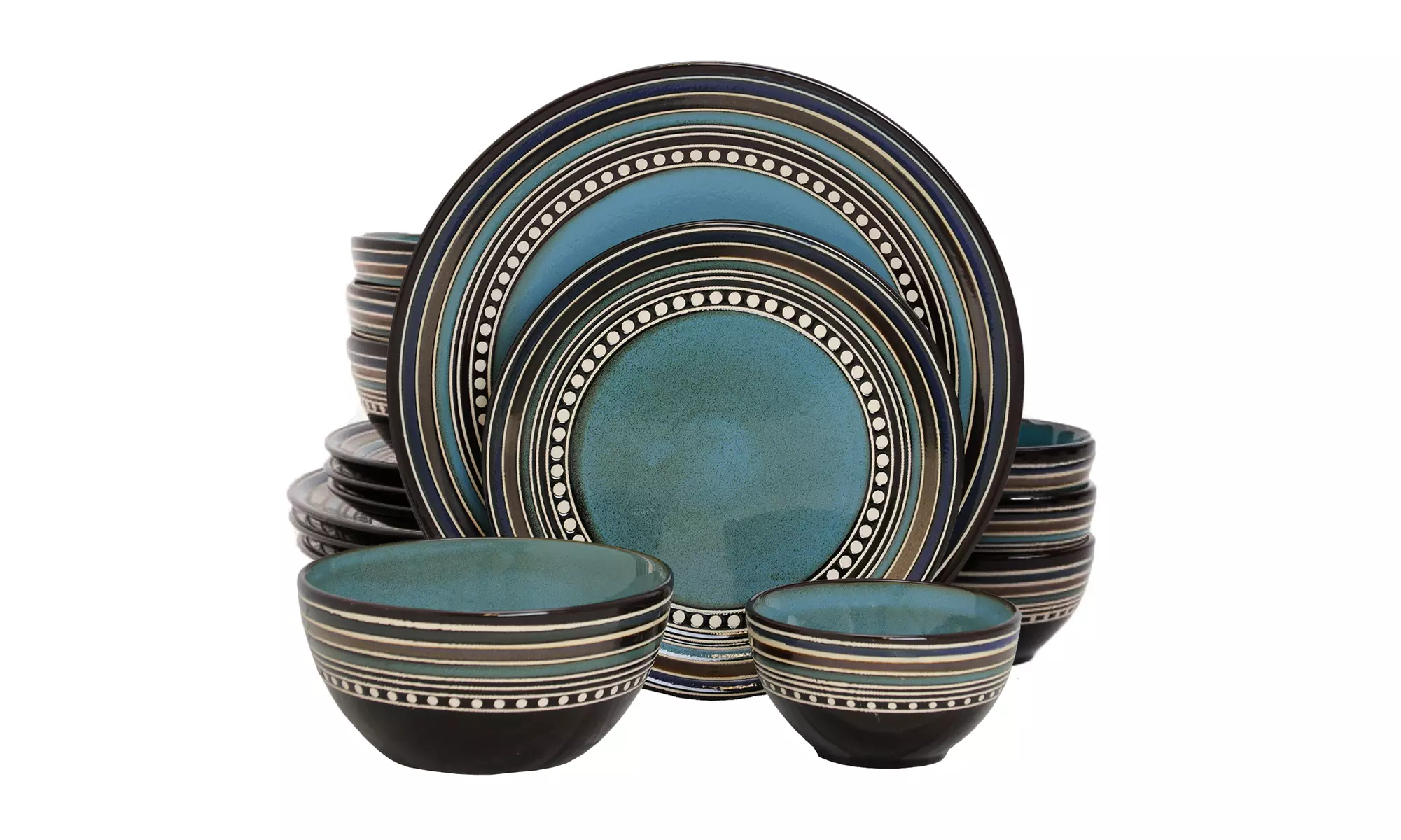 Gibson Elite Cafv Versailles 16 Piece Double Bowl Dinnerware Set - Blue - Primary Image