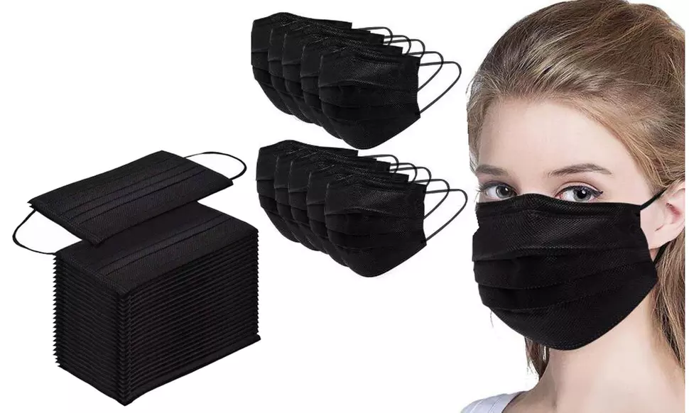Non-Medical Disposable 3-Ply Black Face Masks (Multi-Packs Available)