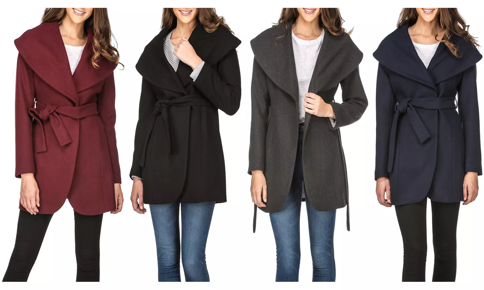Haute Edition Women's Wool Blend Shawl Collar Wrap  Coat - Primary Image