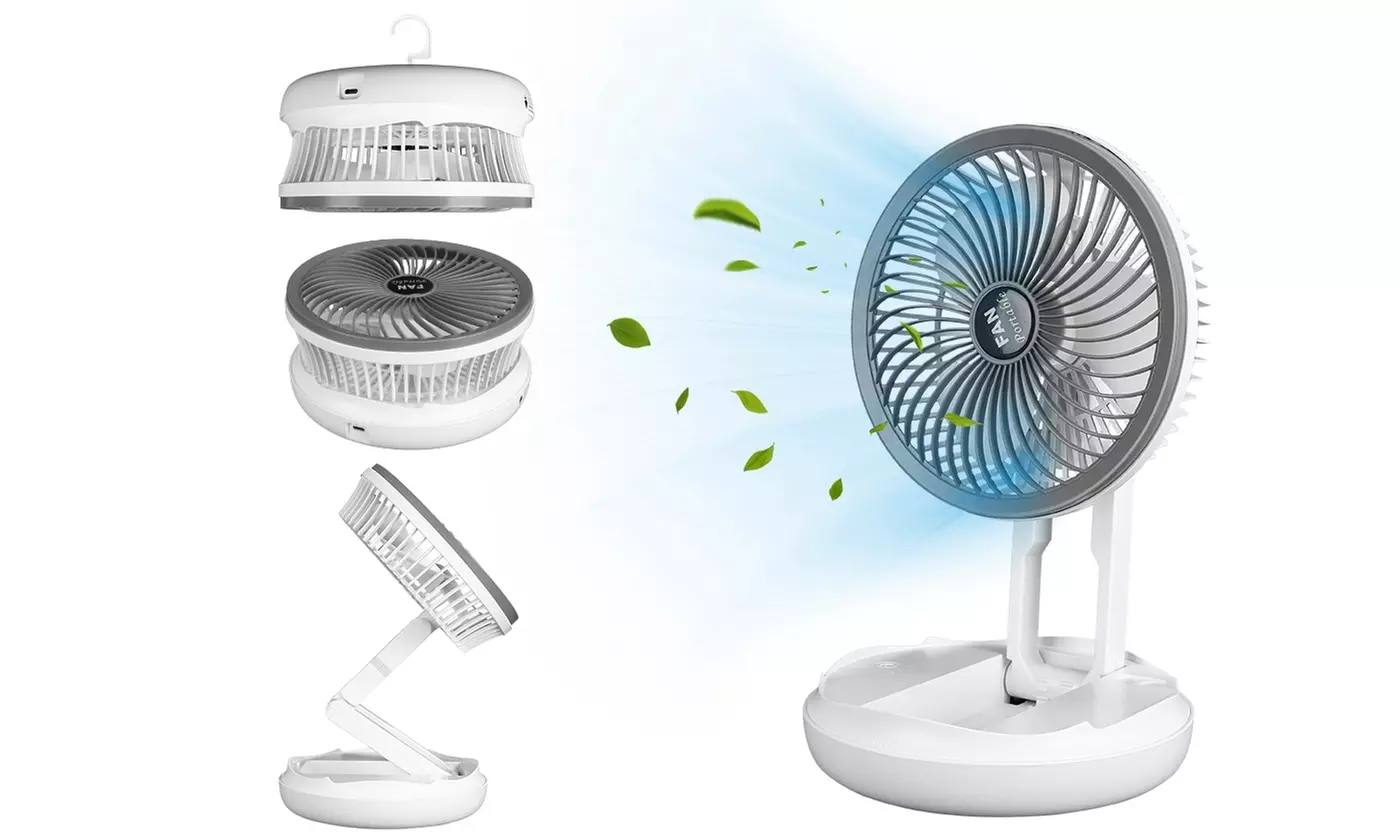 iMounTEK Small Folding Desk Fan Stretchable Hanging Wall Mounted Fan w/ 4 Speeds - Primary Image