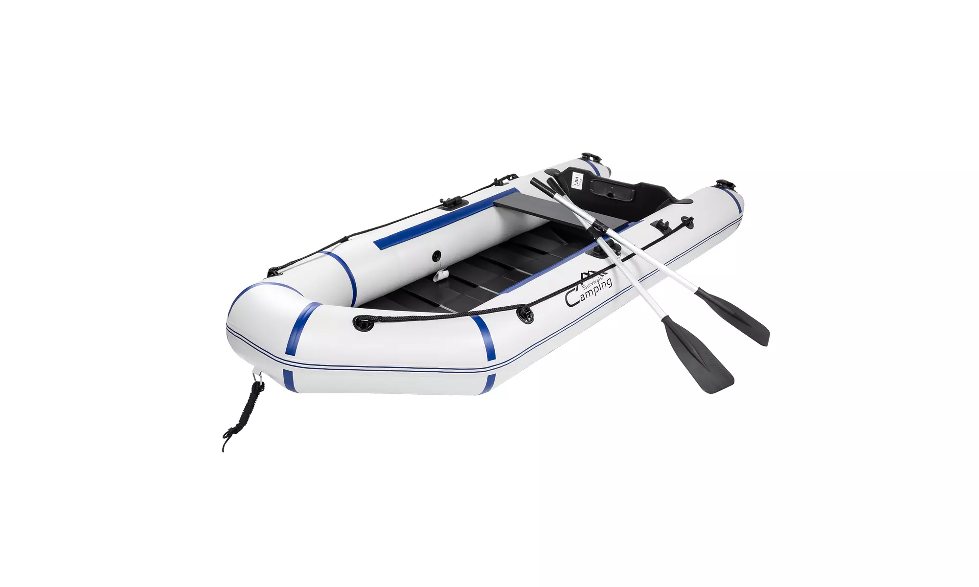 7.5 ft Adult Inflatable Fishing Boat, with Oars and Pump, Gray/White - Primary Image