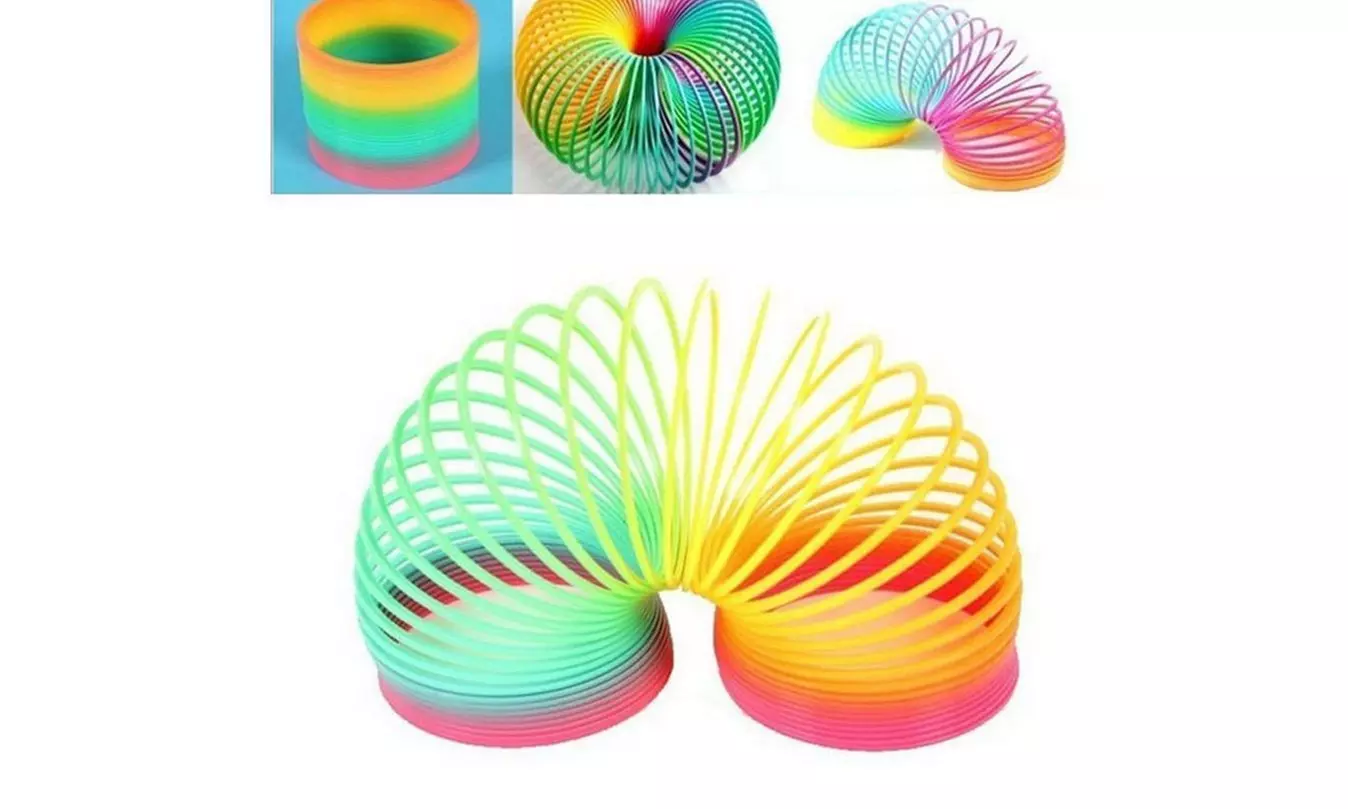 Plastic Magic Rainbow Coil Spring Slinky Colorful Novelties Educational Toy - Primary Image
