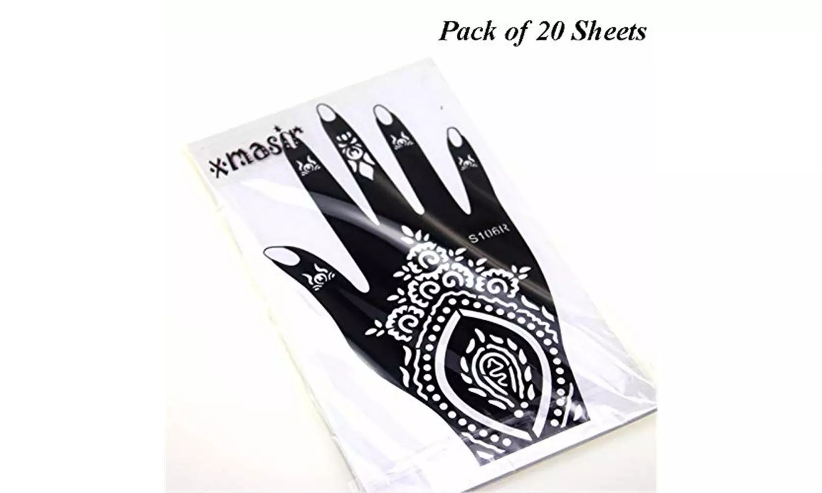 Xmasir Henna Tattoo Stencil Kit/Temporary Tattoo Template Set of 20 Sheets - Second Medium