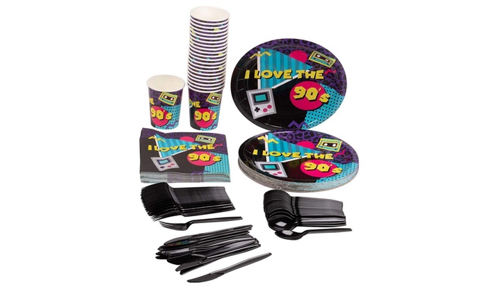 24 Set Disposable Dinnerware For 90s Party Kids Birthdays 1990s