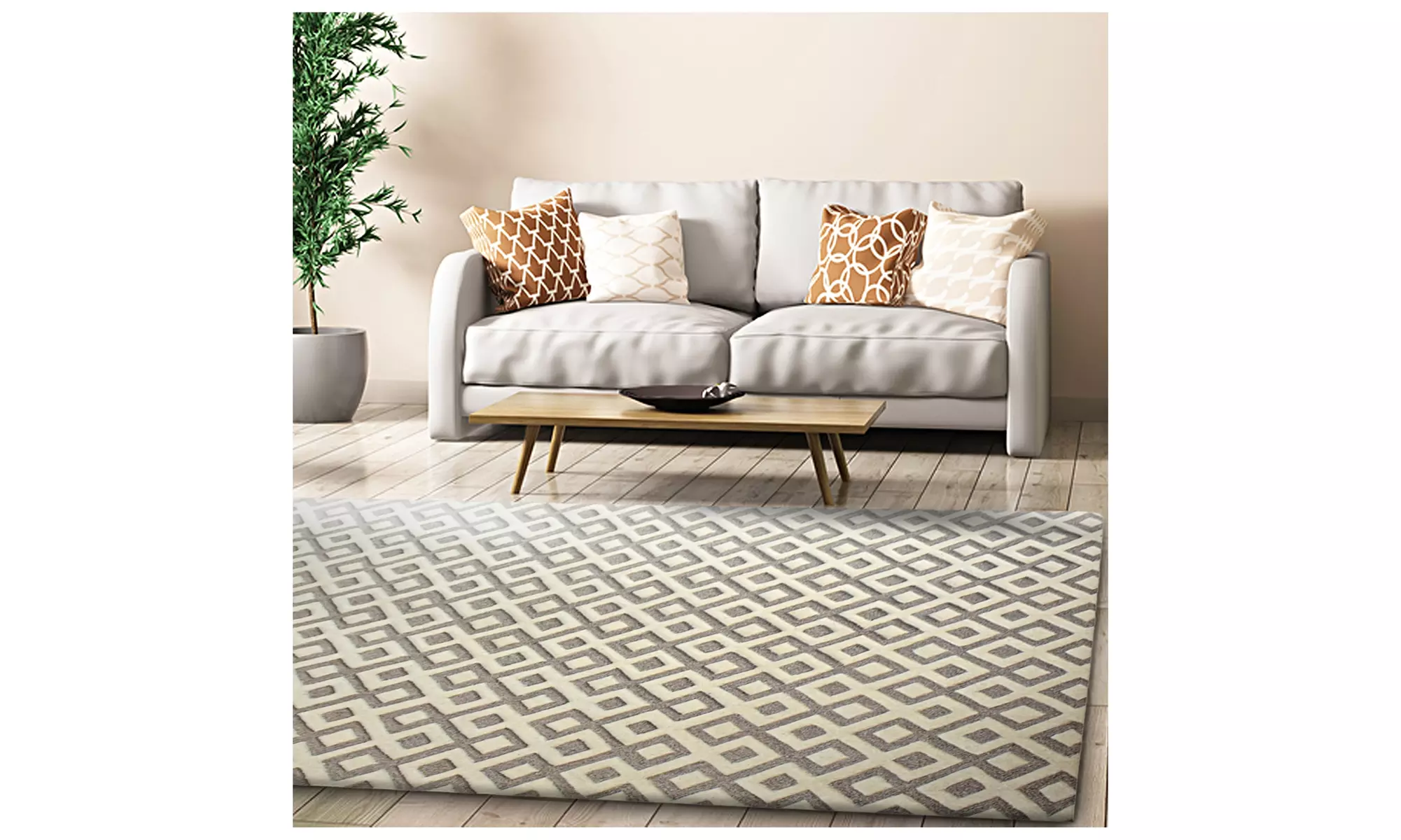 Superior Diamond Hand Woven Wool Dynamic Cotton Backing Canvas Viscose Area Rug  - Primary Image