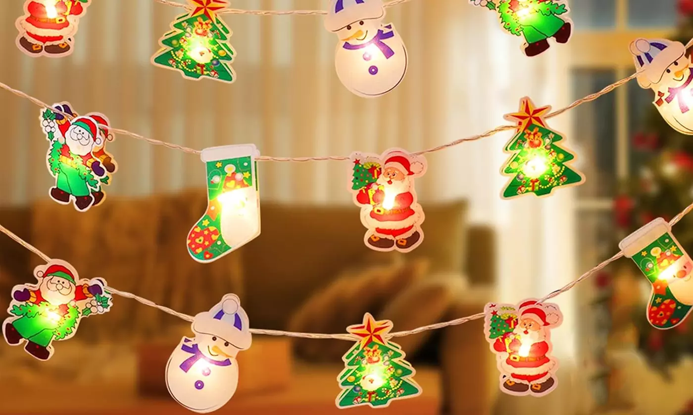 8.2ft Christmas 20 LED String Light Santa Snowman Tree Lights Fairy Decorative