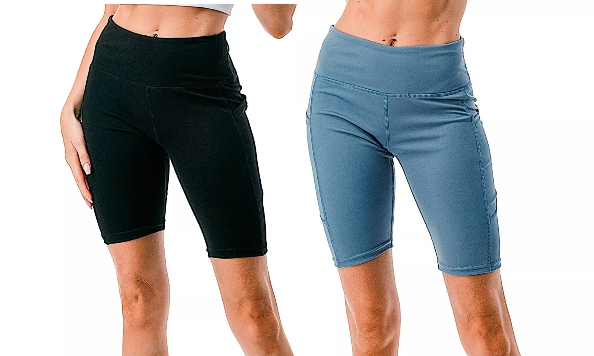 2-Pack Women's Biker Bermuda Shorts High Waisted Tummy Control Leggings 
