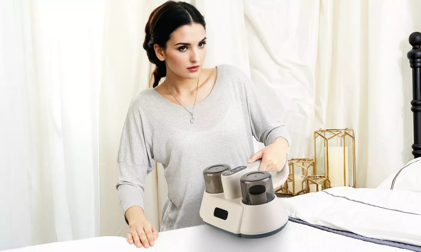 NewHome Cordless Bed Vacuum with UV-C Sanitization and Double-Cup Filtration