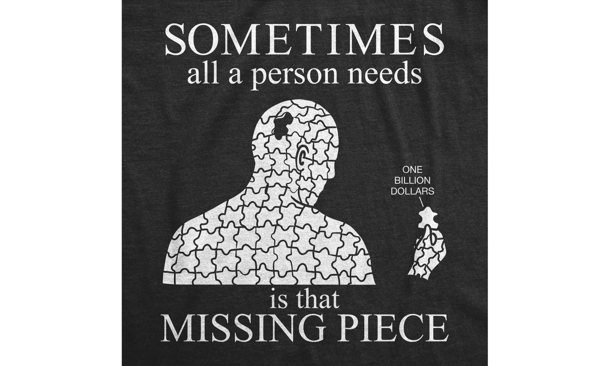 Mens Sometimes All A Person Needs Is That Missing Piece Tshirt Funny Billion Dol - Second Medium