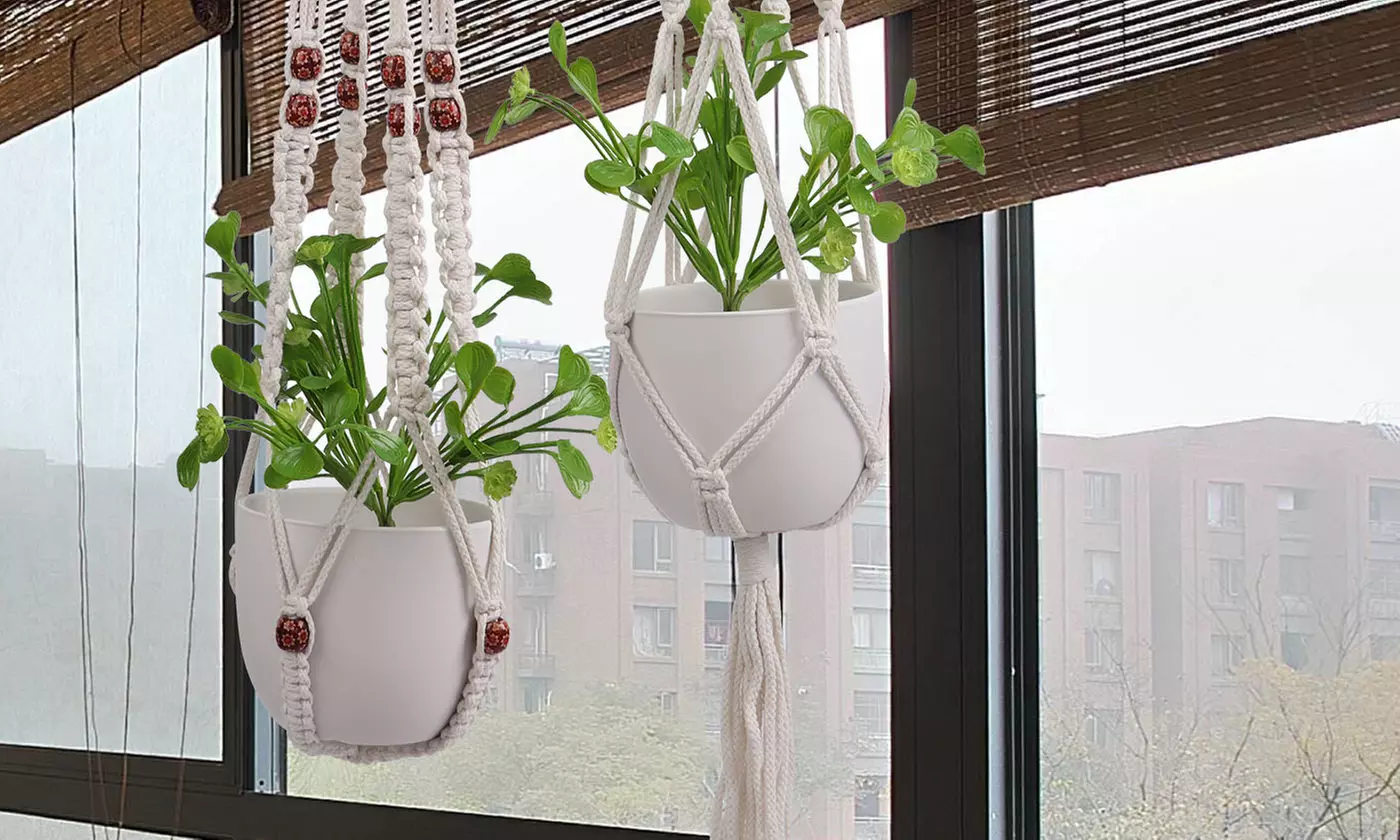 Macrame Plant Hanger Vintage Rope Basket Outdoor Pot Holder Flower Garden