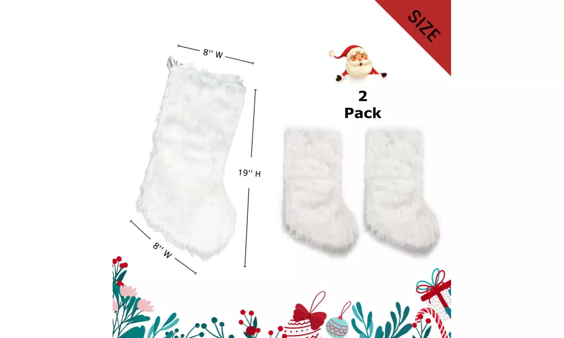 Jolly Christmas Stockings 2-Pack or 3-Pack Festive Holiday Décor