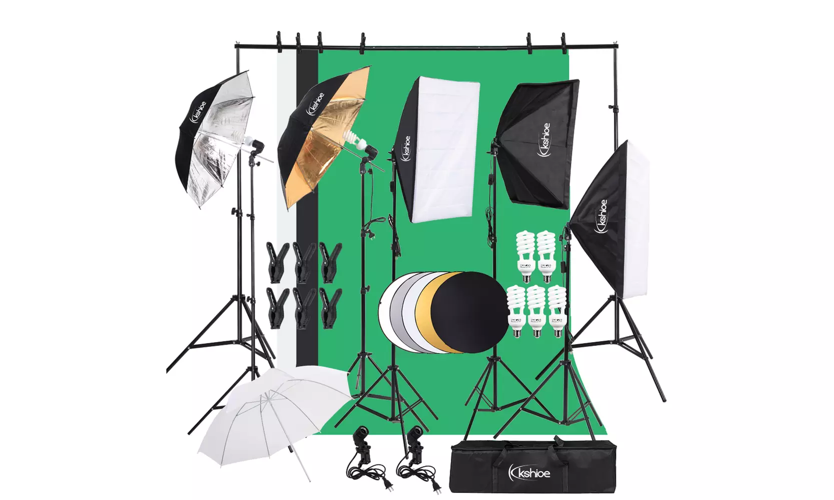 10ft Photo Studio Umbrellas Softbox Continuous Lighting w/Five-in-One Reflector - Primary Image