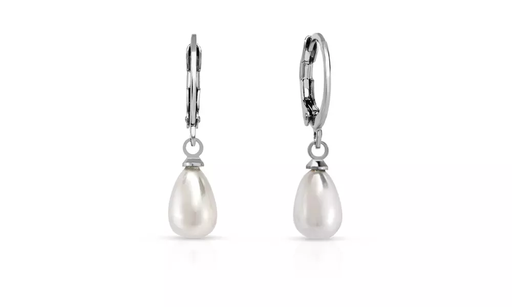 Teardrop Pearl Leverback Earrings