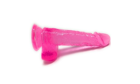 Suction Cup Dildo With B Strong Flexible Waterproof Pink 6.7 Inch Purple