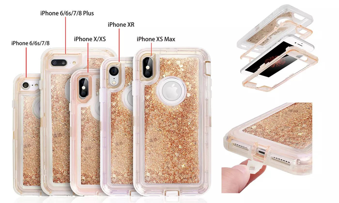 Bling Quicksand Glitter Liquid Case Shockproof for iPhone 6/6S/7/8  Plus XS Max - Primary Image