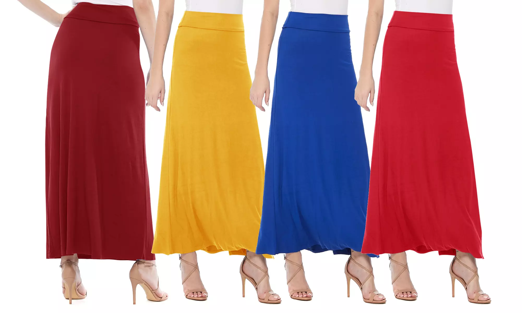 Women's Casual Basic Stretchy A-line Maxi Long Skirt - Primary Image
