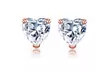 Paris Jewelry 14k Rose Gold Push Back Created White Sapphire Stud Earrings 4MM - Second Medium