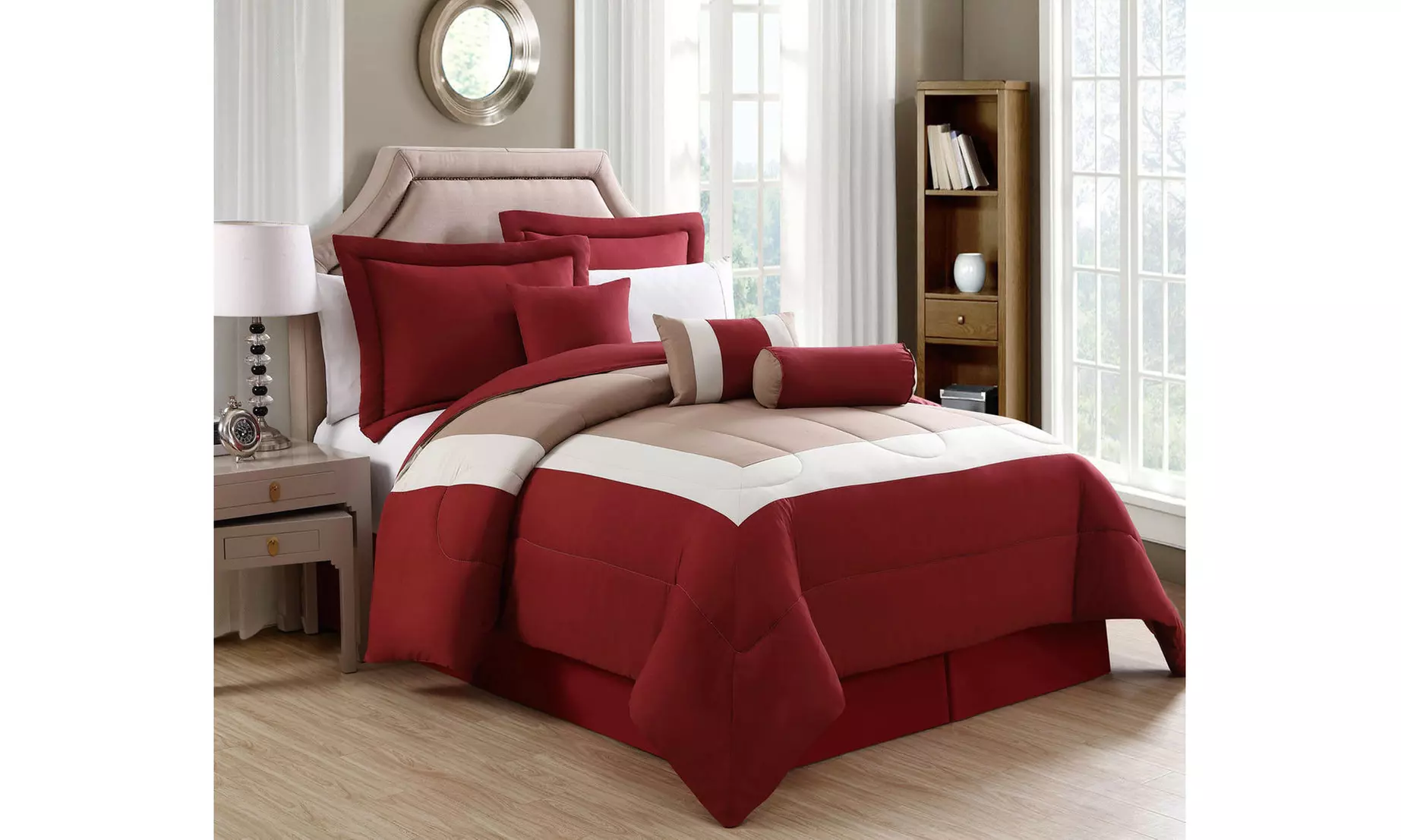 7 Piece Rosslyn Black/Teal Comforter Set - Primary Image