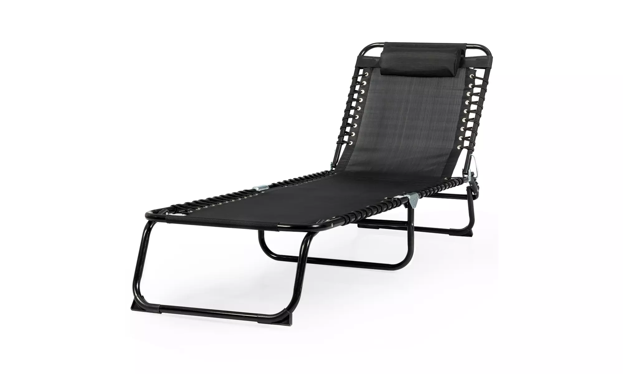 Foldable Lounge Chaise Adjustable Patio Camping Cot w/ Pillow Beach Pool 2 color