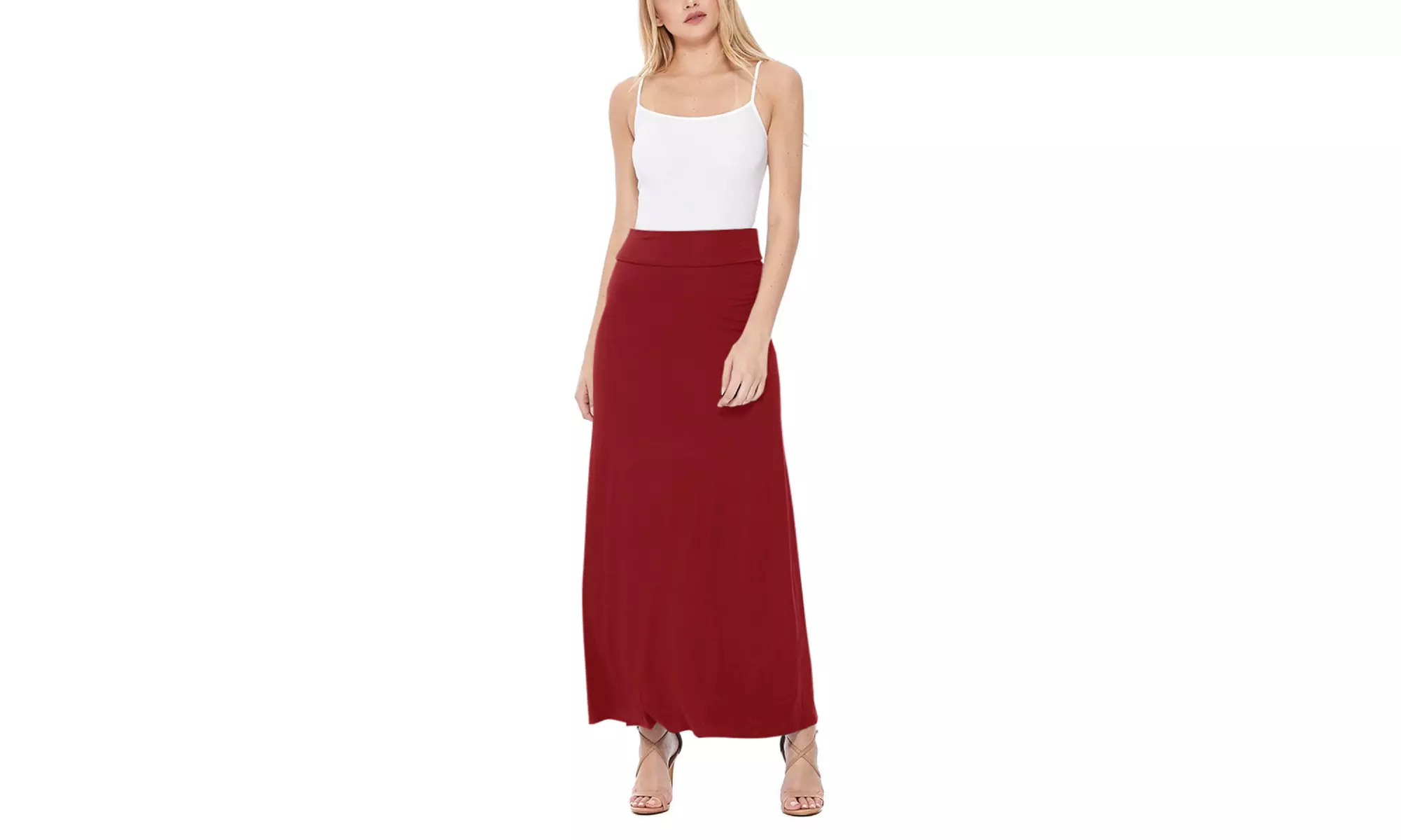 Women's Casual High Waist A-Line Maxi Long Skirt (Pack of 2)