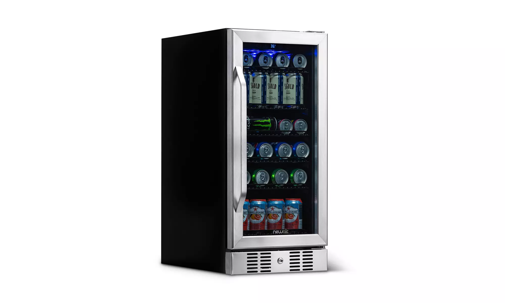 Newair 15" Built-in 96 Can Beverage Fridge in Stainless Steel - Primary Image