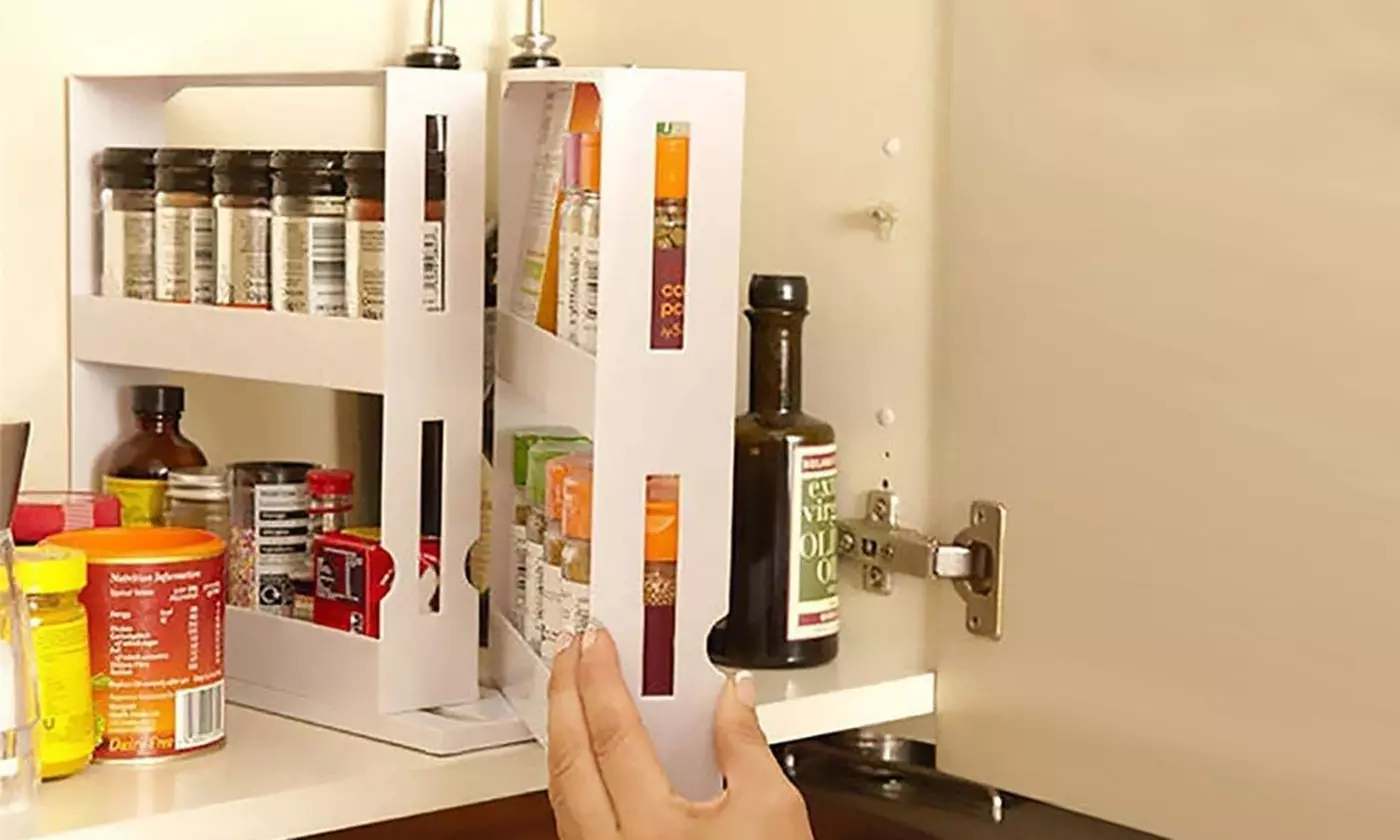 NewHome Swivel Cabinet Organizer Revolving Kitchen Rack Spice Organizer