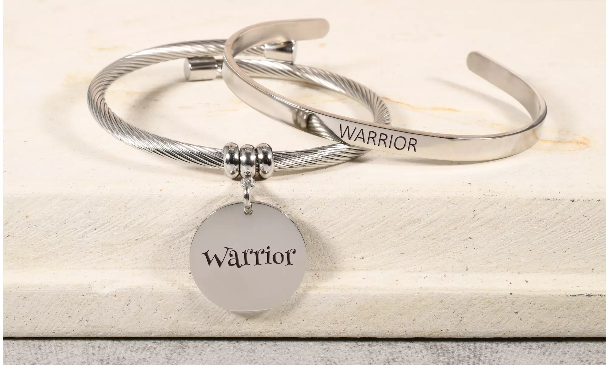 Inspirational Cable and Cuff Bracelet Set by Pink Box - Second Medium