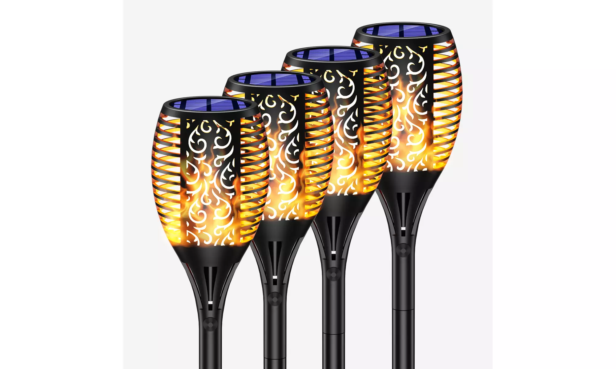 XODO FL1 Solar Torch, 4PK w/ Flickering Flames, Solar Garden Lights, Waterproof - Primary Image