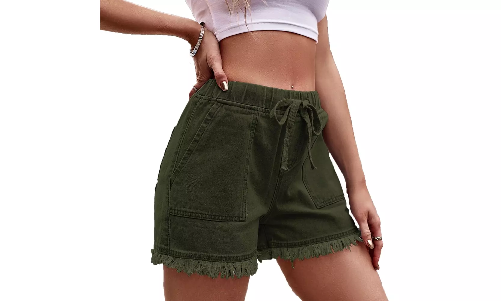 Women's Summer Denim Elastic Waist Jean Shorts - Second Medium