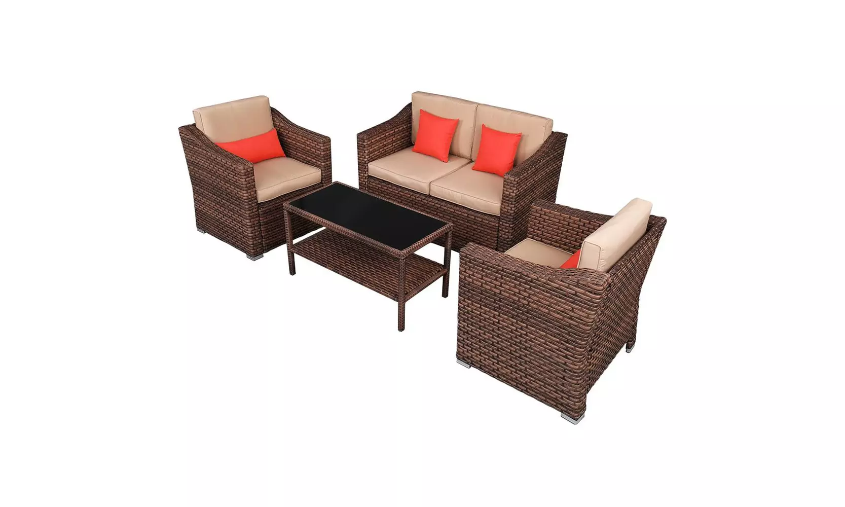 4 Piece Outdoor Patio Furniture Sets Rattan Wicker Patio Set  - Second Medium