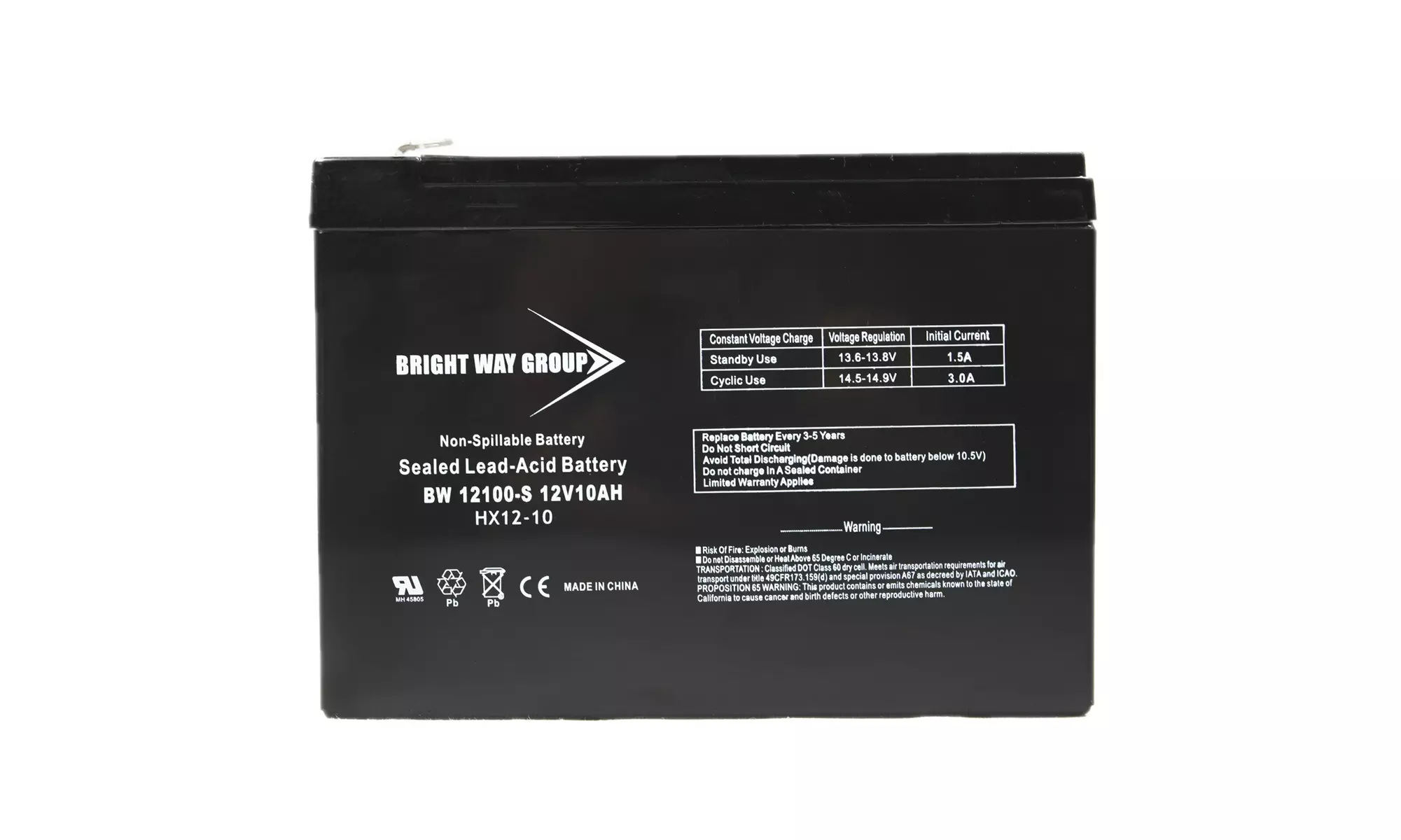 Bright Way Group (0186) BWG 12100-S F2 Sealed Lead Acid Battery - Primary Image