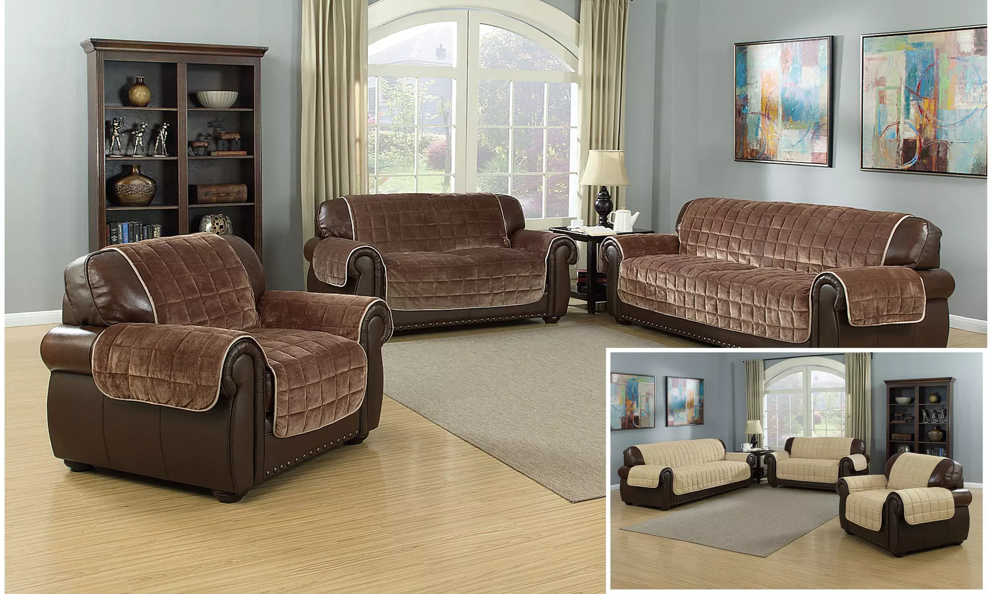 Heavy Flannel Reversible Quilted Waterproof Furniture Covers - Primary Image