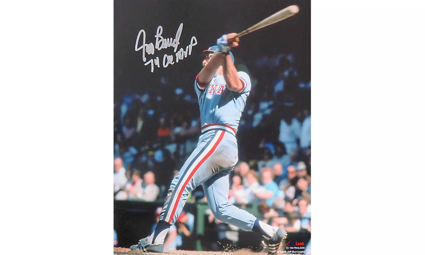 Jeff Burroughs Signed Texas Rangers Action 8x10 Photo w/74 AL MVP - Primary Image