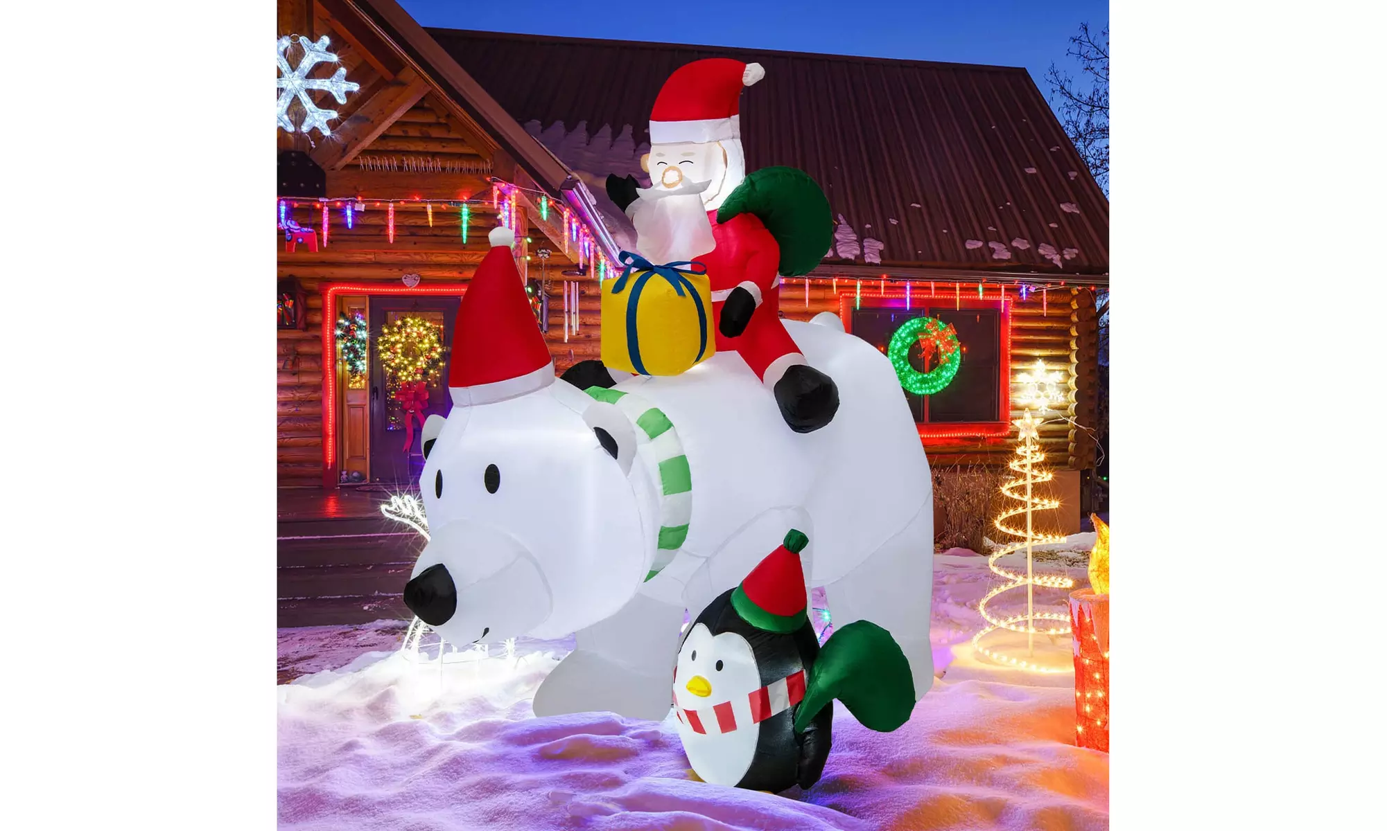 Costway Inflatable Christmas Santa Claus Helicopter Snowman Penguin Lights